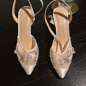 Betsey Johnson Cream Embellished Bridal Heel